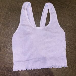 Lilac Ribbed Tank Top with Built In Bra